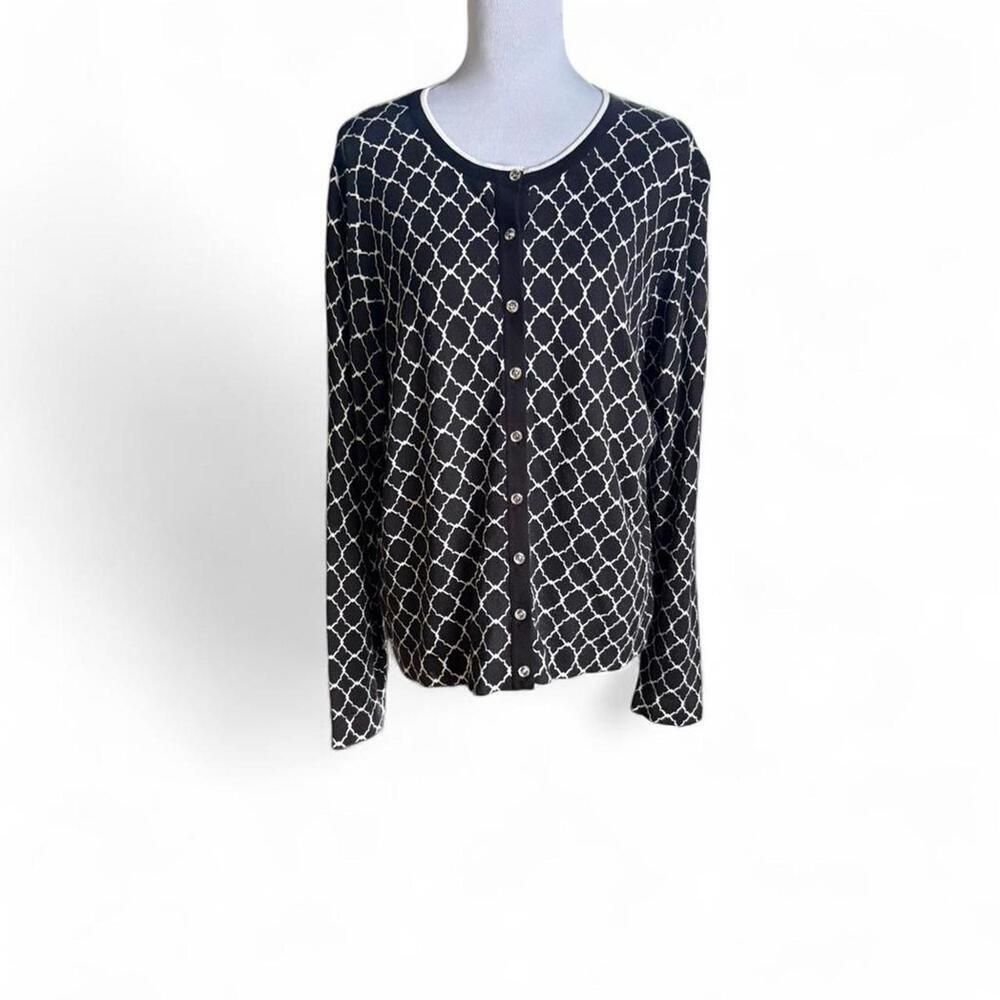 Charter Club Women's Black and White Cardigan